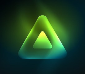 Glass glowing bright triangles on dark space design abstract background