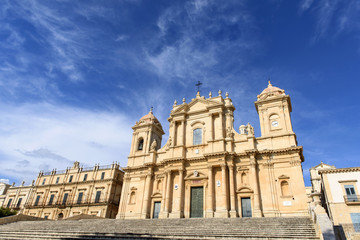 Fototapeta na wymiar Roman Catholic Cathedral of Saint Nicholas of Myra in Sicilian Baroque Style located in Noto, Sicily, Italy