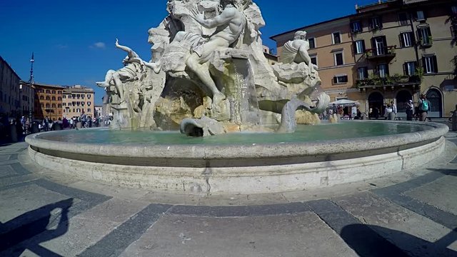 Fountain of the four rivers in Piazza Navona. Rome, Italy