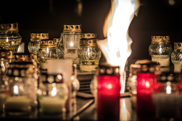 candles on grave yard