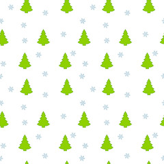 Christmas seamless pattern with christmas tree and snowflakes, vector background