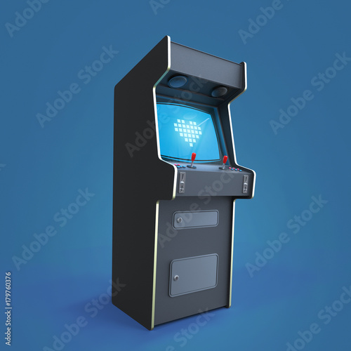 Vintage Arcade Game Machine Cabinet With Pixel Heart Icon Colorful