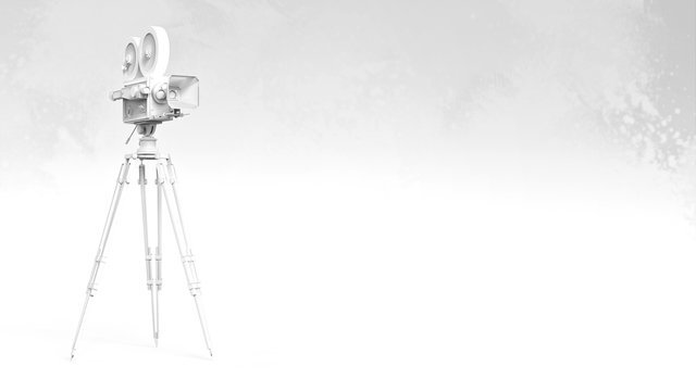 color vintage retro movie camera on tripod mount isolated high quality rendering presentation background template