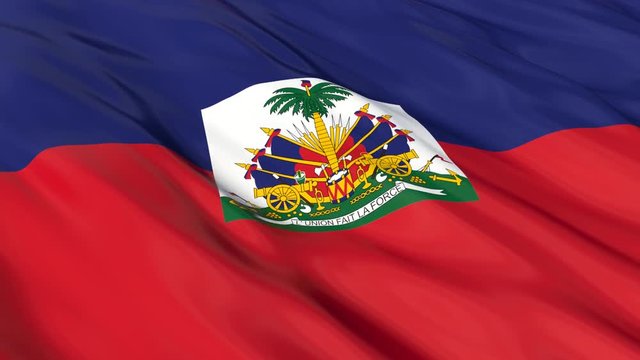 Haiti Flag Waving. Seamless loop.