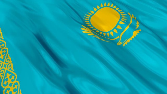 Kazakhstan Flag Waving. Seamless loop.