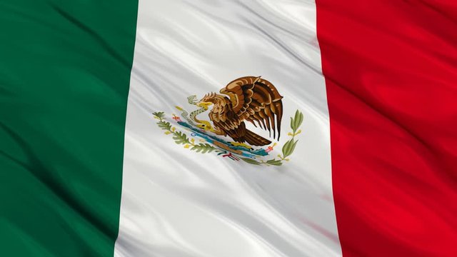 Mexico Flag Waving. Seamless loop.