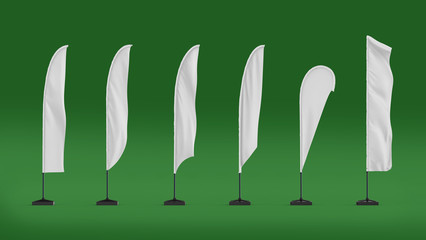 White Blank Expo Banner Stand beach flag. Trade show event booth. render illustration isolated template mockup for your design.