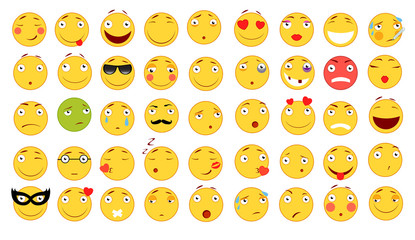 Set of Emoticons. Set of Emoji. Flat style illustrations. Vector file for your web design. White background.