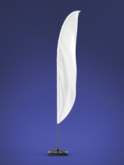 White Blank Expo Banner Stand beach flag. Trade show event booth. render illustration isolated template mockup for your design.