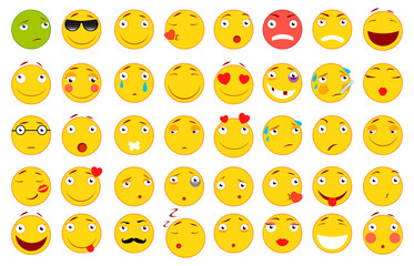 Set of Emoticons. Set of Emoji. Flat style illustrations. Vector file for your web design. White background.