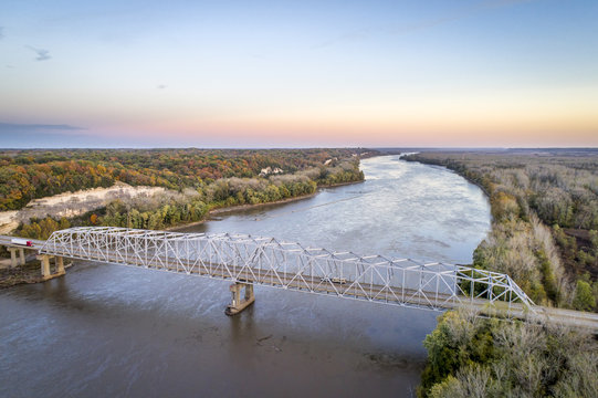 Missouri River Bridge Aerial View