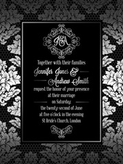 Vintage baroque style wedding invitation card template.