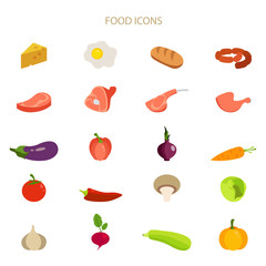Vector illustration of flat food icons