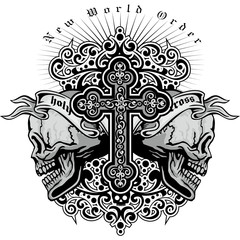  grunge skull coat of arms