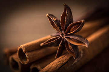 Anise stars and cinnamon