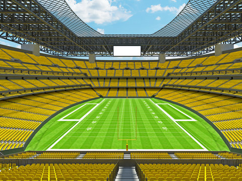 Modern American Football Stadium With Yellow Seats