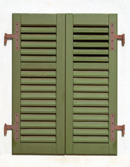 Green window shutters