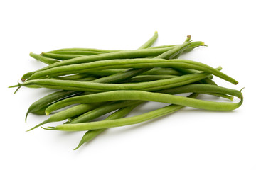 Green beans isolated on a white background.