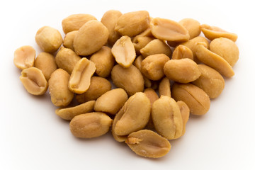 Peeled peanuts on the isolated background.