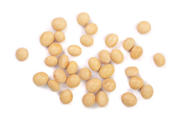 Fototapeta na wymiar soybeans isolated on white background top view