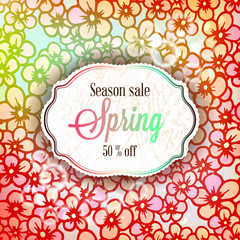 Spring Sale season banner or flyer with colorful rose flowers, Leaves and bokeh, with soft pastel background for Spring Seasonal Promotion or decoration.