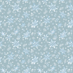 Holiday seamless background with frosty snowflakes