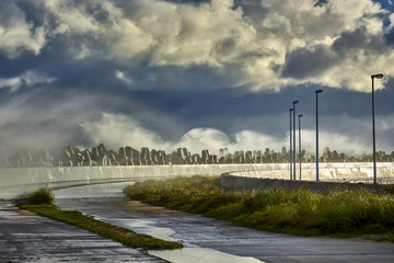 Baltic sea during the storm, Port of Wladyslawowo, Poland