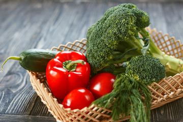 Composition with variety of raw vegetables. Vegetarian diet