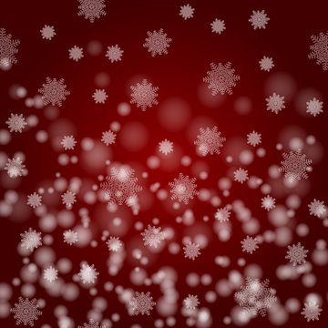 Beautiful image of Christmas. White snowflakes on a claret background. New Year`s vector illustration.