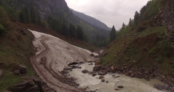 Creek in Cloudy Mountains