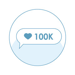 Icon with a dialog box, notification of the likes in social networks.