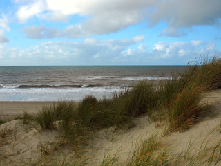 Nordseeküste, Texel: Dünen, Strand, Meer, Wind, Wolken