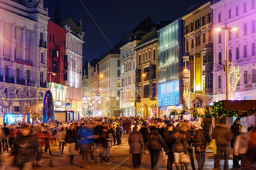 Christmas celebration in Brno in the evening. - obrazy, fototapety, plakaty