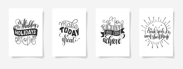 Fototapeta premium set of four hand lettering posters positive quote