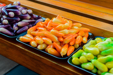Asian sweet exotic street food. Market hawker stall with traditional street food