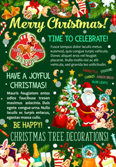 Santa with Christmas tree and gift greeting banner
