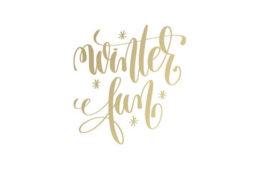 winter fun golden hand lettering winter holidays celebration