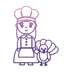 turkey and woman with pilgrim costume icon over white background vector illustration