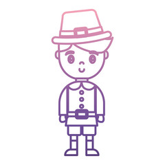 man with pilgrim costume icon over white background vector illustration