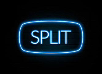 Split  - colorful Neon Sign on brickwall