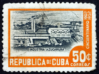 Postage stamp Cuba 1952 sugar mill