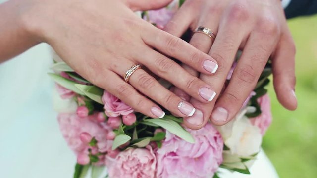 Wedding rings in slow motion