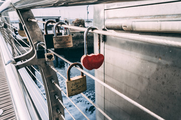 Padlocks on a Torquay bridge