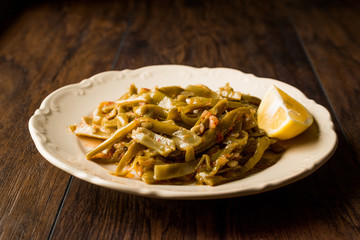 Turkish Food Green Beans with Olive Oil / Zeytinyagli Fasulye.