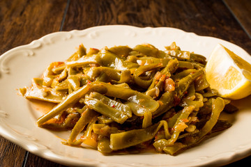 Turkish Food Green Beans with Olive Oil / Zeytinyagli Fasulye.
