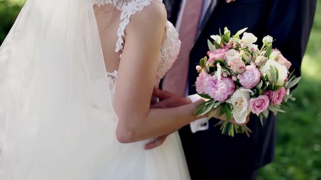 Bridal bouguet in slow motion