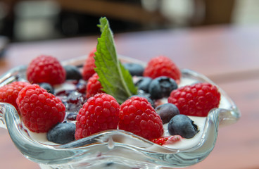 Homemade Yogurt with red fruits