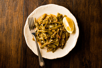 Turkish Food Green Beans with Olive Oil / Zeytinyagli Fasulye.