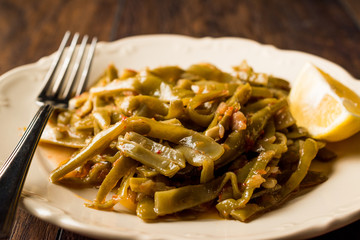 Turkish Food Green Beans with Olive Oil / Zeytinyagli Fasulye.
