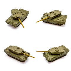 Toy tanks isolated on white background
